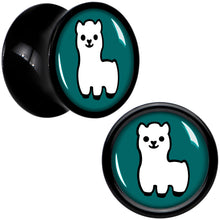 Load image into Gallery viewer, White Llama Black Acrylic Saddle Plug Set 8mm to 20mm by Onyx O