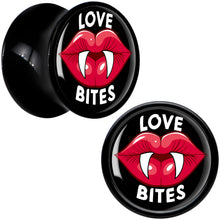 Load image into Gallery viewer, Valentine Love Bites Black Acrylic Saddle Plug Set by Onyx O