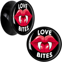 Load image into Gallery viewer, Valentine Love Bites Black Acrylic Saddle Plug Set by Onyx O