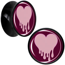 Load image into Gallery viewer, Pinkish Melting Heart Black Acrylic Saddle Plug Set by Onyx O