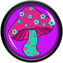 Load image into Gallery viewer, Black Acrylic Funky Floral Mushroom Double Flare Plug Set by Onyx O