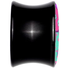 Load image into Gallery viewer, Black Acrylic Funky Floral Mushroom Double Flare Plug Set by Onyx O