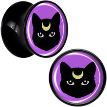 Load image into Gallery viewer, Black Mystic Kitty Cat Black Acrylic Saddle Plug Set by Onyx O
