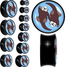 Load image into Gallery viewer, Oh My Otters Animal Black Acrylic Saddle Plug Set by Onyx O