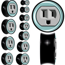 Load image into Gallery viewer, 0G Smiling Plug Outlet Black Acrylic Saddle Plug Set by Onyx O