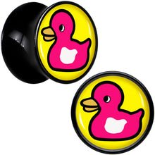 Load image into Gallery viewer, Black Acrylic Pink Ducky Double Flare Plug Set by Onyx O
