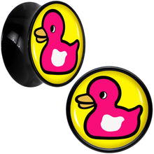 Load image into Gallery viewer, Black Acrylic Pink Ducky Double Flare Plug Set by Onyx O