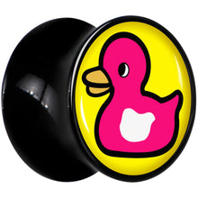 Load image into Gallery viewer, Black Acrylic Pink Ducky Double Flare Plug Set by Onyx O