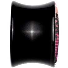 Load image into Gallery viewer, Palm Tree Retro Sunset Black Acrylic Saddle Plug Set by Onyx O