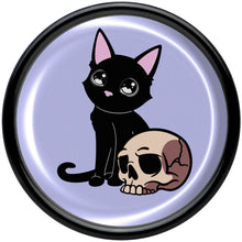 Load image into Gallery viewer, 0G Skull Cat Black Acrylic Saddle Plug Set by Onyx O