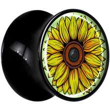Load image into Gallery viewer, Blossom Creation Yellow Sunflower Black Acrylic Saddle Plug Set by Onyx O
