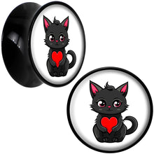 Load image into Gallery viewer, Valentine Cat Black Acrylic Saddle Plug Set by Onyx O