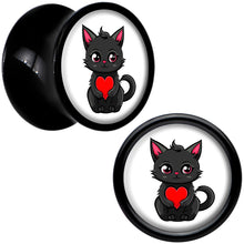 Load image into Gallery viewer, Valentine Cat Black Acrylic Saddle Plug Set by Onyx O