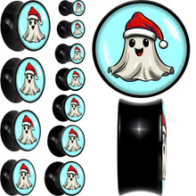 Load image into Gallery viewer, Holiday Christmas Spirit Ghost Black Acrylic Saddle Plug Set by Onyx O
