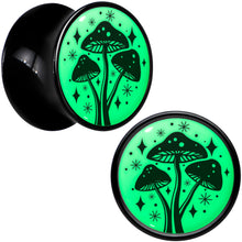 Load image into Gallery viewer, Glow in the Dark Mystic Mushroom Black Acrylic Saddle Plug Set by Onyx O