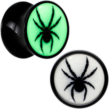 Load image into Gallery viewer, Black Acrylic Widow Spider Glow in the Dark Double Flare Plug Set by Onyx O