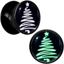 Load image into Gallery viewer, Glow in the Dark Holiday Christmas Tree Acrylic Saddle Plug Set by Onyx O