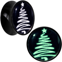 Load image into Gallery viewer, Glow in the Dark Holiday Christmas Tree Acrylic Saddle Plug Set by Onyx O