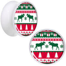 Load image into Gallery viewer, Ugly Christmas Sweater White Acrylic Saddle Plug Set Sizes 5mm to 20mm