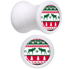 Load image into Gallery viewer, Ugly Christmas Sweater White Acrylic Saddle Plug Set Sizes 5mm to 20mm
