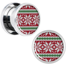 Load image into Gallery viewer, Red Green Christmas Sweater Screw Fit Plug Set Sizes 5mm to 20mm