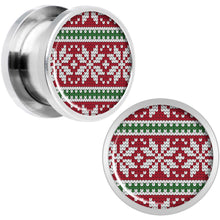 Load image into Gallery viewer, Red Green Christmas Sweater Screw Fit Plug Set Sizes 5mm to 20mm