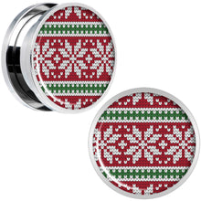 Load image into Gallery viewer, Red Green Christmas Sweater Screw Fit Plug Set Sizes 5mm to 20mm