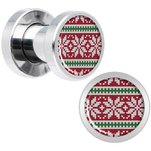 Load image into Gallery viewer, Red Green Christmas Sweater Screw Fit Plug Set Sizes 5mm to 20mm