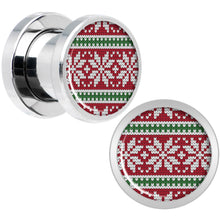 Load image into Gallery viewer, Red Green Christmas Sweater Screw Fit Plug Set Sizes 5mm to 20mm