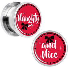 Load image into Gallery viewer, Red Holiday Naughtyy and Nice Screw Fit Plug Set Sizes 6mm to 20mm