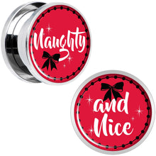 Load image into Gallery viewer, Red Holiday Naughtyy and Nice Screw Fit Plug Set Sizes 6mm to 20mm