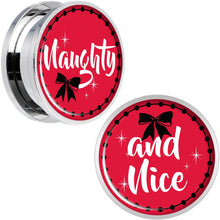 Load image into Gallery viewer, Red Holiday Naughtyy and Nice Screw Fit Plug Set Sizes 6mm to 20mm