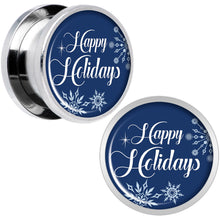 Load image into Gallery viewer, Happy Holidays Snowflake Screw Fit Plug Set Sizes 6mm to 20mm