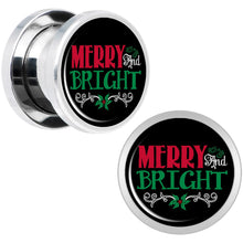 Load image into Gallery viewer, Christmas Merry and Bright Screw Fit Plug Set Sizes 6mm to 20mm