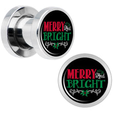 Load image into Gallery viewer, Christmas Merry and Bright Screw Fit Plug Set Sizes 6mm to 20mm