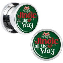 Load image into Gallery viewer, Green Jingle All the Way Screw Fit Plug Set Sizes 6mm to 20mm