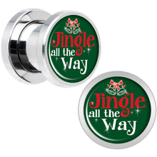 Load image into Gallery viewer, Green Jingle All the Way Screw Fit Plug Set Sizes 6mm to 20mm