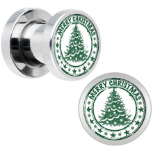 Load image into Gallery viewer, Merry Christmas Tree Screw Fit Plug Set Sizes 5mm to 20mm