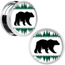 Load image into Gallery viewer, Winter Polar Bear in Woods Screw Fit Plug Set Sizes 5mm to 20mm