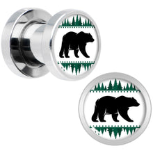 Load image into Gallery viewer, Winter Polar Bear in Woods Screw Fit Plug Set Sizes 5mm to 20mm