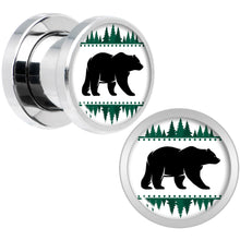 Load image into Gallery viewer, Winter Polar Bear in Woods Screw Fit Plug Set Sizes 5mm to 20mm