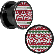 Load image into Gallery viewer, Red Green Christmas Sweater Black Screw Fit Plug Set Sizes 5mm to 20mm