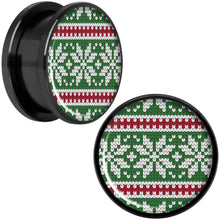 Load image into Gallery viewer, Green Red Christmas Sweater Black Screw Fit Plug Set Sizes 5mm to 20mm