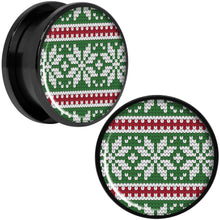 Load image into Gallery viewer, Green Red Christmas Sweater Black Screw Fit Plug Set Sizes 5mm to 20mm