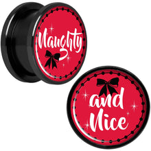 Load image into Gallery viewer, Red Holiday Naughtyy and Nice Black Screw Fit Plug Set Sizes 6mm to 20mm