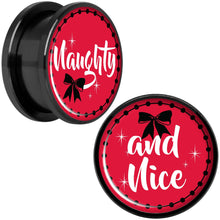 Load image into Gallery viewer, Red Holiday Naughtyy and Nice Black Screw Fit Plug Set Sizes 6mm to 20mm