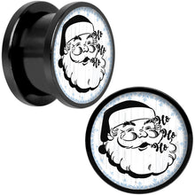 Load image into Gallery viewer, Christmas Retro Santa Ho Ho Ho Black Screw Fit Plug Set Sizes 5mm to 20mm