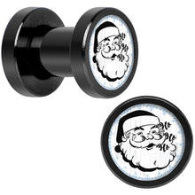 Load image into Gallery viewer, Christmas Retro Santa Ho Ho Ho Black Screw Fit Plug Set Sizes 5mm to 20mm