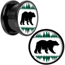 Load image into Gallery viewer, Winter Polar Bear in Woods Black Screw Fit Plug Set Sizes 5mm to 20mm