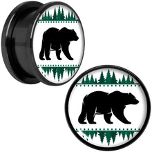 Load image into Gallery viewer, Winter Polar Bear in Woods Black Screw Fit Plug Set Sizes 5mm to 20mm